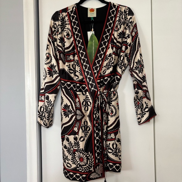 Farm Rio Passion Scarf Print Wrap Mini Dress Women's Medium New with Tags - Picture 3 of 14